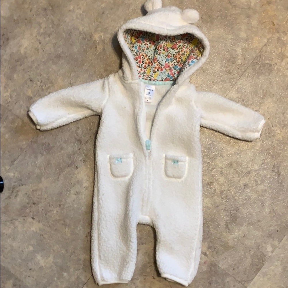 Infant girls fleece one piece outfit